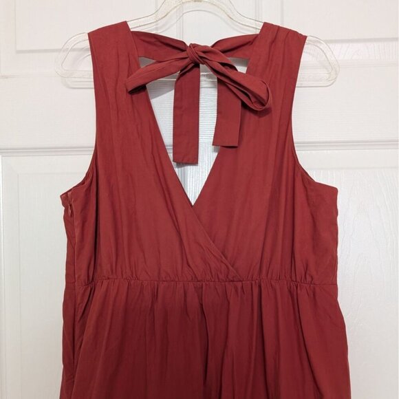 Marie Oliver Gabbie Tiered Dress Womens Size 4 V Neck Clay Brick Red Sleeveless - Picture 9 of 11